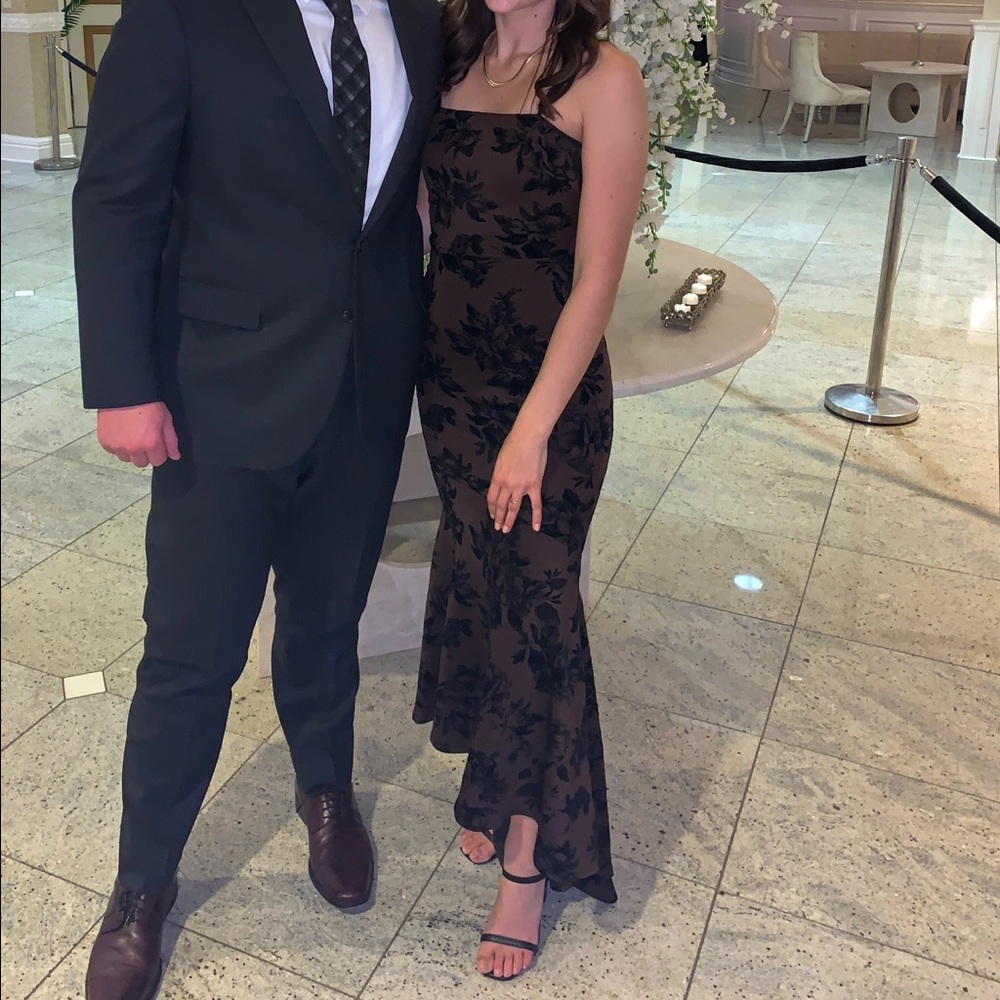 Brown and black formal dress